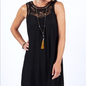 Black Sleeveless Dress with Lace Detail